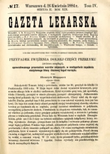 Gazeta Lekarska 1884 R.19, t.4, nr 17