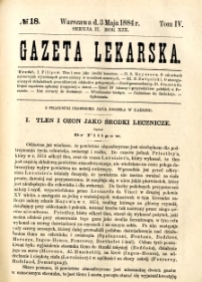 Gazeta Lekarska 1884 R.19, t.4, nr 18