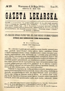 Gazeta Lekarska 1884 R.19, t.4, nr 19