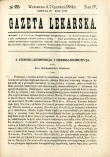 Gazeta Lekarska 1884 R.19, t.4, nr 23