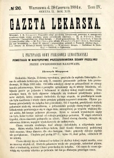 Gazeta Lekarska 1884 R.19, t.4, nr 26