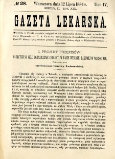 Gazeta Lekarska 1884 R.19, t.4, nr 28