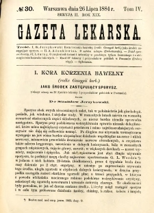 Gazeta Lekarska 1884 R.19, t.4, nr 30