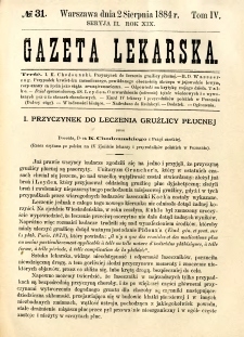 Gazeta Lekarska 1884 R.19, t.4, nr 31