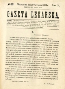 Gazeta Lekarska 1884 R.19, t.4, nr 32