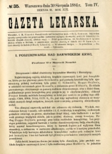 Gazeta Lekarska 1884 R.19, t.4, nr 35