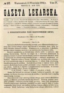 Gazeta Lekarska 1884 R.19, t.4, nr 37