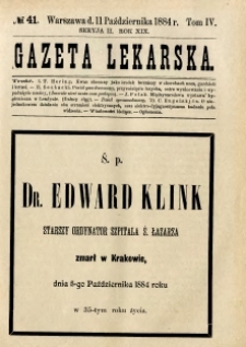 Gazeta Lekarska 1884 R.19, t.4, nr 41