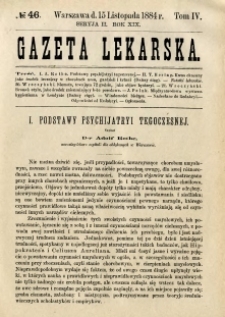 Gazeta Lekarska 1884 R.19, t.4, nr 46