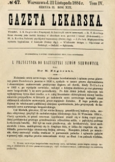 Gazeta Lekarska 1884 R.19, t.4, nr 47