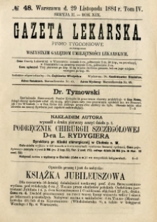Gazeta Lekarska 1884 R.19, t.4, nr 48