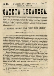 Gazeta Lekarska 1884 R.19, t.4, nr 49