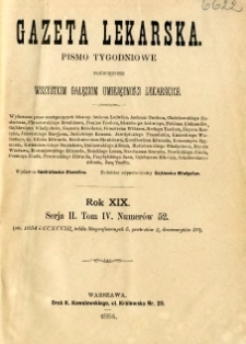 Gazeta Lekarska 1884 R.19 : spis treści tomu IV