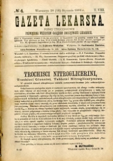 Gazeta Lekarska 1888 R.23, t.8, nr 4