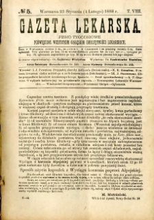 Gazeta Lekarska 1888 R.23, t.8, nr 5