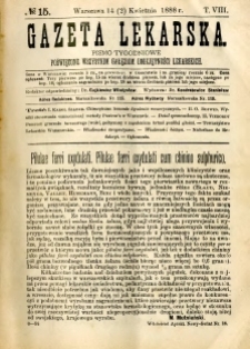 Gazeta Lekarska 1888 R.23, t.8, nr 15