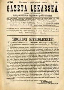 Gazeta Lekarska 1888 R.23, t.8, nr 16