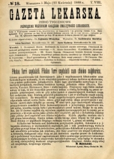 Gazeta Lekarska 1888 R.23, t.8, nr 18