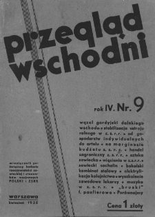 Przegląd Wschodni : miesięcznik poświęcony badaniu rzeczywistości sowieckiej oraz stosunków wzajemnych Polski i ZSRR. R. 4 1935 Nr 9