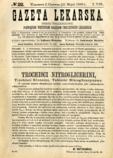 Gazeta Lekarska 1888 R.23, t.8, nr 22