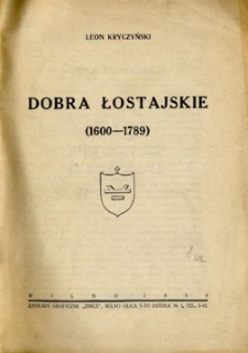 Dobra łostajskie : (1600-1789)