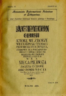 Akta synodów prowincjalnych Jednoty Litewskiej : 1611-1625.