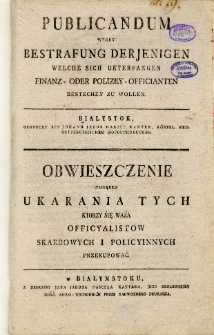 Publikandum gegen unbefugte Einwanderungen aus Andern Königlichen Provinzen nach Neu-Ostpreussen = Obwieszczenie niedozwolonego przeprowadzania się z innych prowincyi krolewskich do Pruss Nowo-Wschodnich zakazuiące.