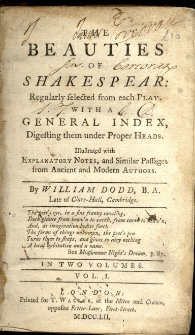 Beauties of Shakespear (in two volumes), Vol. I