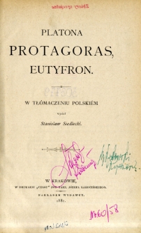 Platona Protagoras ; Eutyfron