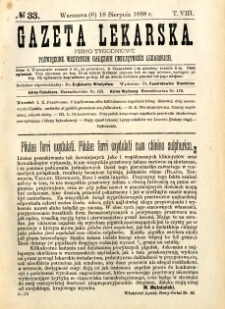 Gazeta Lekarska 1888 R.23, t.8, nr 33
