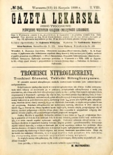 Gazeta Lekarska 1888 R.23, t.8, nr 34