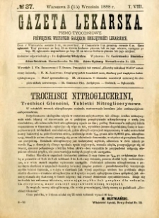 Gazeta Lekarska 1888 R.23, t.8, nr 37