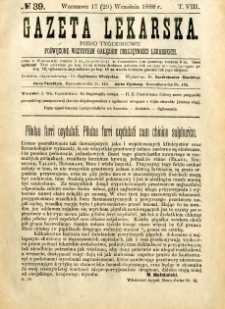 Gazeta Lekarska 1888 R.23, t.8, nr 39