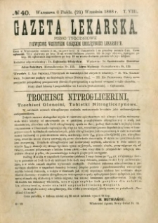 Gazeta Lekarska 1888 R.23, t.8, nr 40