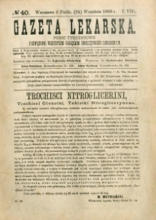 Gazeta Lekarska 1888 R.23, t.8, nr 40