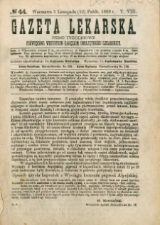 Gazeta Lekarska 1888 R.23, t.8, nr 44