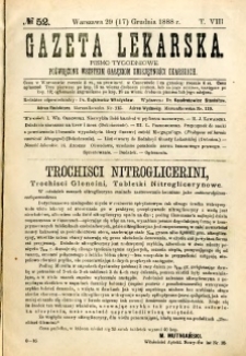 Gazeta Lekarska 1888 R.23, t.8, nr 52
