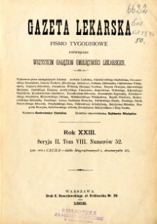 Gazeta Lekarska 1888 R.23 : spis treści tomu VIII