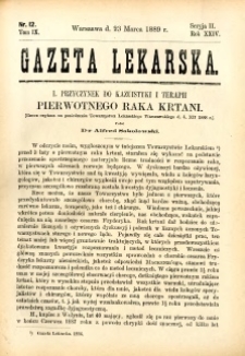 Gazeta Lekarska 1889 R.24, t.9, nr 12