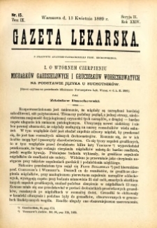 Gazeta Lekarska 1889 R.24, t.9, nr 15