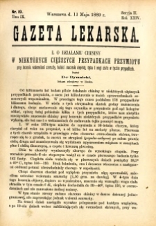 Gazeta Lekarska 1889 R.24, t.9, nr 19