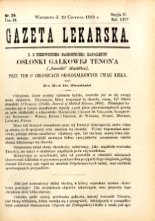 Gazeta Lekarska 1889 R.24, t.9, nr 26