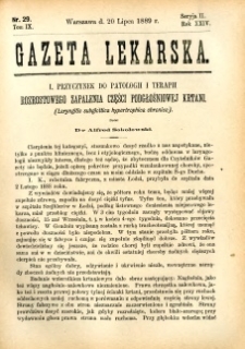 Gazeta Lekarska 1889 R.24, t.9, nr 29