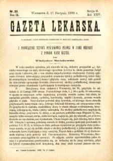 Gazeta Lekarska 1889 R.24, t.9, nr 33