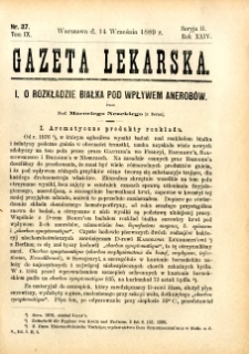 Gazeta Lekarska 1889 R.24, t.9, nr 37