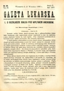 Gazeta Lekarska 1889 R.24, t.9, nr 38