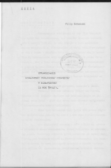 Sprawozdanie Bibljoteki publicznej Miejskiej w Białymstoku za rok 1932/3