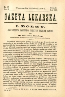 Gazeta Lekarska 1890 R.25, t.10, nr 17