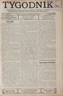 Tygodnik 1909. Pismo poświęcone sprawom politycznym, ekonomicznym i literackim. Organ Stronnictwa Niezawisłych Żydów (Żydowskiej Partyi Demokratycznej)