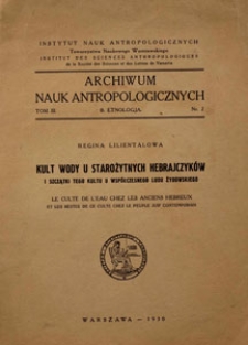 Kult wody u starożytnych Hebrajczyków i szczątki tego kultu u współczesnego ludu żydowskiego